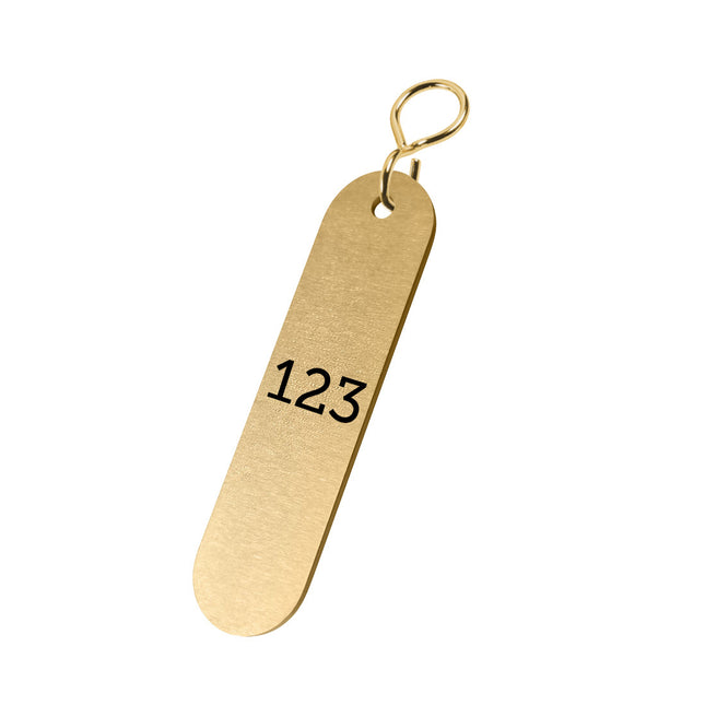 Schlüsselmarke Messing mit Nummer 28x72mm - pro Stück