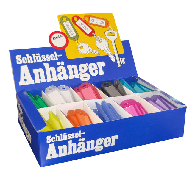 Schlüsseletikett aufklappbar 60x22mm Farbenmix - 100 Stück
