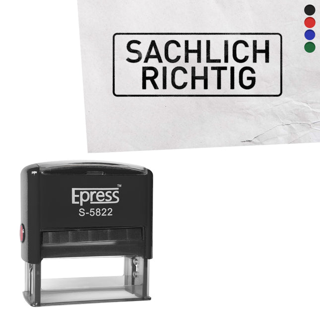 Stempel 58x22mm Sachlich richtig