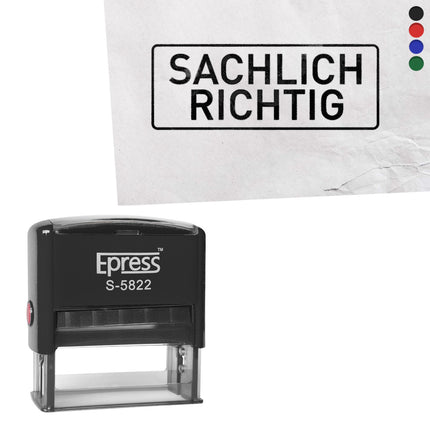 Stempel 58x22mm Sachlich richtig