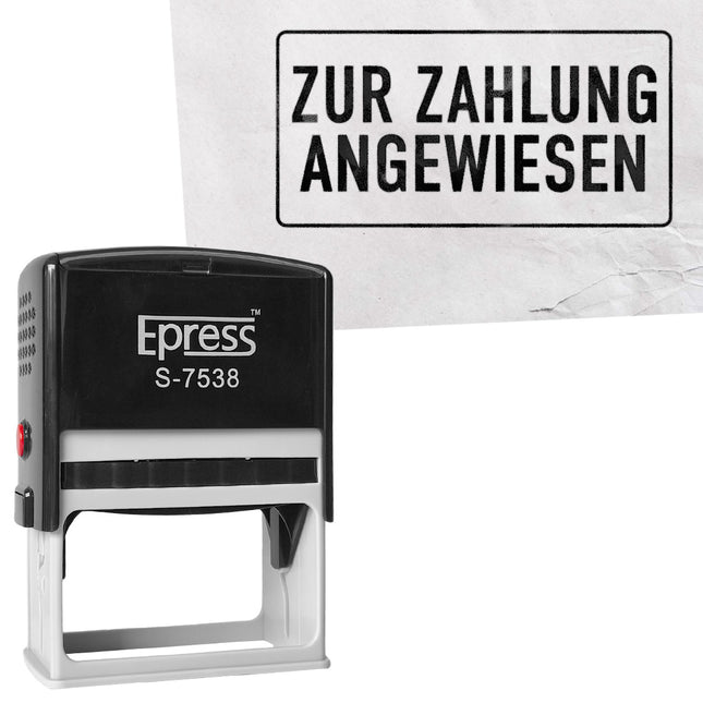 Stempel 75x38mm Zur Zahlung angewiesen