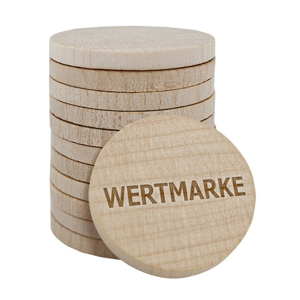 Holzmarken Gravur Ø29mm Wertmarke - 100 Stück