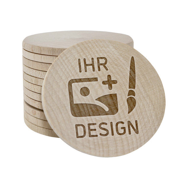Holzmarken eigene Gravur Ø50mm - 100 Stück